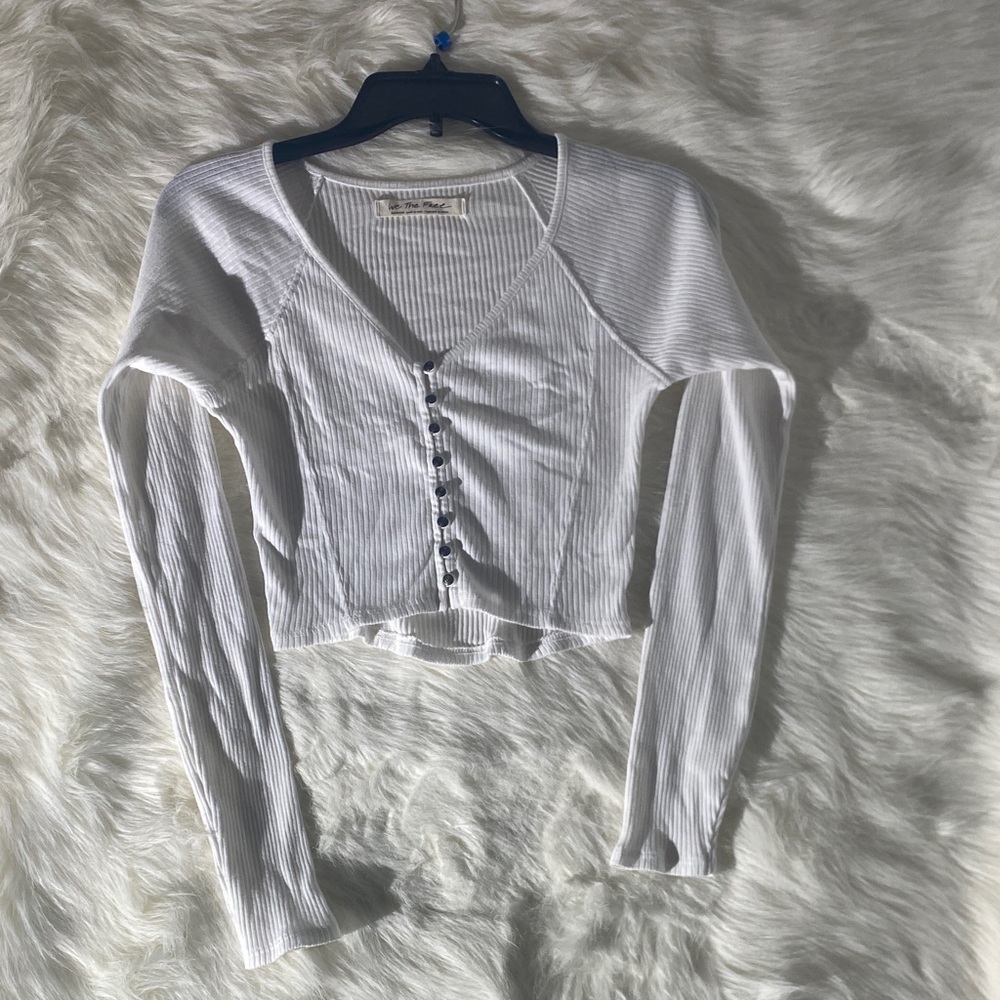 We The Free White Ribbed Crop Top